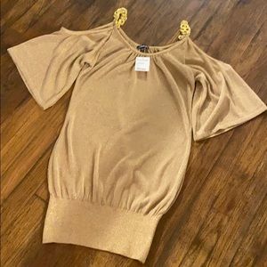 NWT Bebe Sexy Gold Sparkle Chain Mini Dress